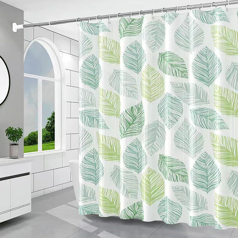 TIKABC Shower Curtain Liner, 4G PEVA Shower Liner, Plastic Waterproof Shower Curtains, with Grommet Holes and 3 Magnetic Weights(Colored Leaves) - Image 1